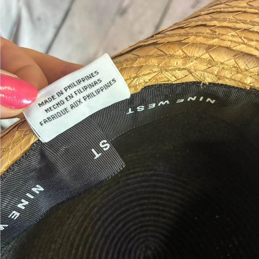 Nine West Women’s Animal Print‎ Wide Brimmed Straw Beach Vacation Sun Hat GUC